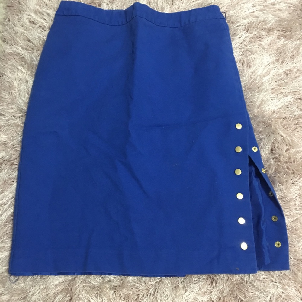 blue button up pencil skirt